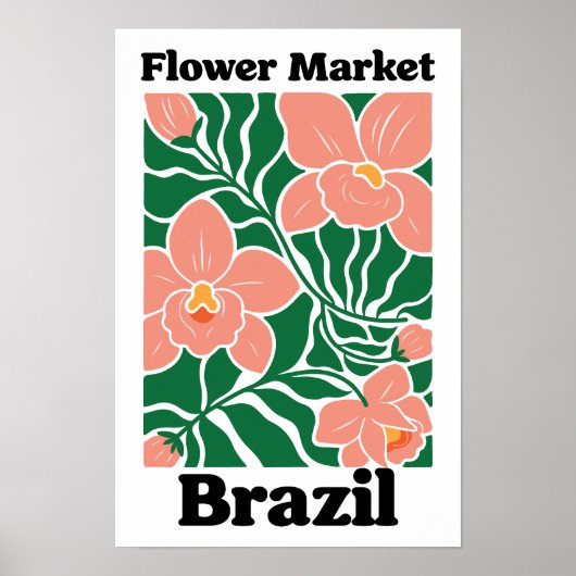 ブラジルの花市場 ピーチ オーキッド トロピカル ポスター (正面)