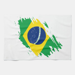 ブラジルの裂けた旗 国民の誇り スポーツファン ブラジル キッチンタオル