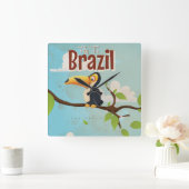 ブラジルへのヴィンテージ休暇ポスター スクエア壁時計 (ホーム)