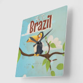 ブラジルへのヴィンテージ休暇ポスター スクエア壁時計 (傾斜)