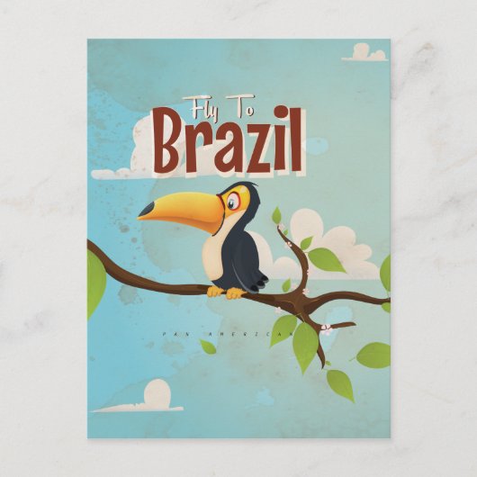 ブラジルへ飛べ ヴィンテージ 旅行ポスター ポストカード (正面)