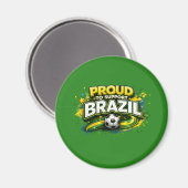 ブラジルを応援するサッカーファン | ブラジル国旗 マグネット (正面/裏面)