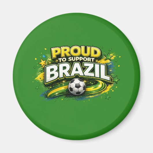 ブラジルを応援するサッカーファン | ブラジル国旗 マグネット (正面)