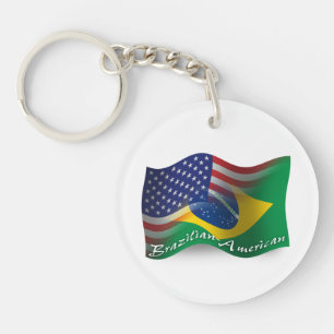 ブラジルアメリカの振る旗 キーホルダー