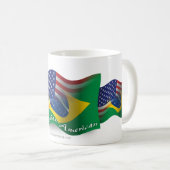 ブラジルアメリカの振る旗 コーヒーマグカップ (正面右)