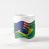 ブラジルアメリカの振る旗 コーヒーマグカップ (中央)