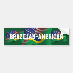 ブラジルアメリカの振る旗 バンパーステッカー