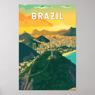 ブラジルイラストレーショントラベルアートヴィンテージ ポスター
