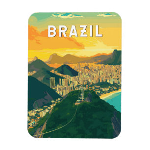 ブラジルイラストレーショントラベルアートヴィンテージ マグネット