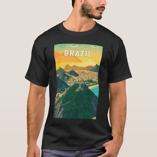 ブラジルイラストレーショントラベルアートヴィンテージ Tシャツ (正面)