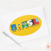 ブラジルウムパイスデトドスバンパーステッカー 楕円形シール (封筒)