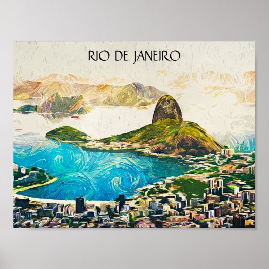 ブラジルカラフルシティのリオ・デ・ジャネイロ絵画 ポスター (正面)