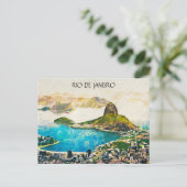 ブラジルカラフルシティのリオ・デ・ジャネイロ絵画 ポストカード (スタンド正面)