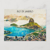 ブラジルカラフルシティのリオ・デ・ジャネイロ絵画 ポストカード (正面)