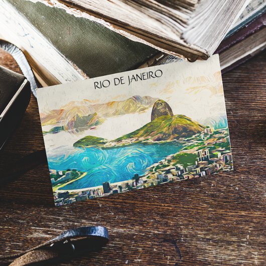 ブラジルカラフルシティのリオ・デ・ジャネイロ絵画 ポストカード