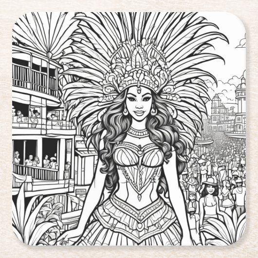 ブラジルカーニバル着色料 スクエアペーパーコースター (正面)