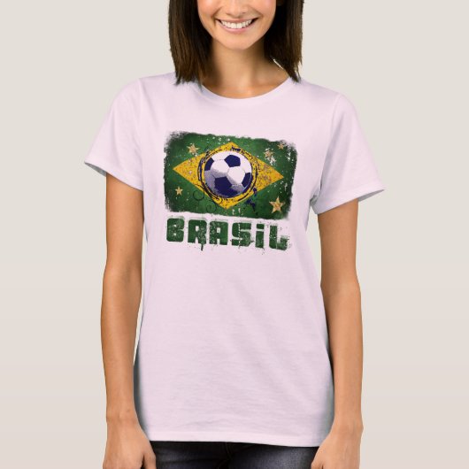 ブラジルグランジサッカー国旗の贈り物 Tシャツ (正面)