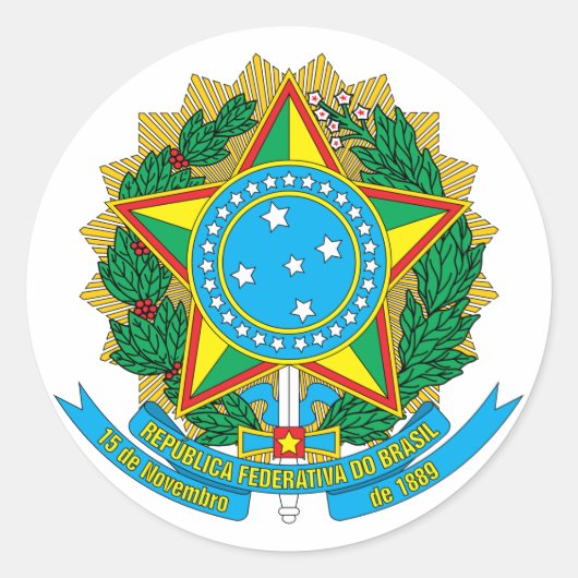ブラジルコートオブアームズ ラウンドシール (正面)