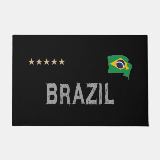 ブラジルサッカーサッカーファンシャツハート ドアマット (正面)