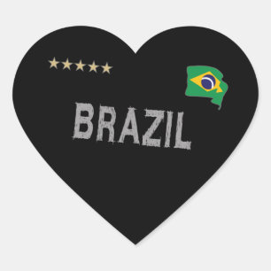 ブラジルサッカーサッカーファンシャツハート ハートシール