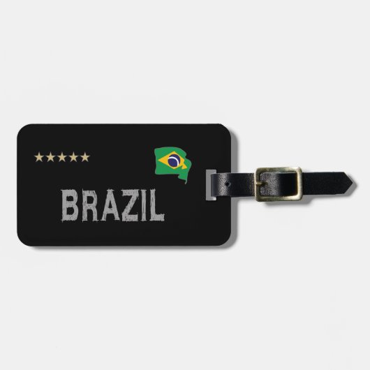 ブラジルサッカーサッカーファンシャツハート ラゲッジタグ (正面横)
