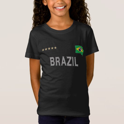 ブラジルサッカーサッカーファンシャツハート Tシャツ (正面)