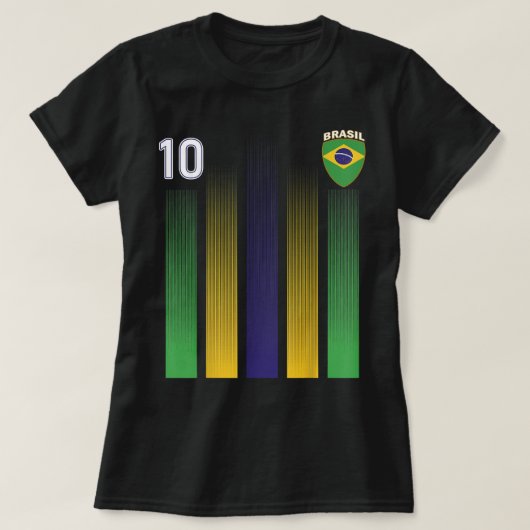 ブラジルサッカージャージー10サッカーサッカーサッカーファン Tシャツ (デザイン正面)