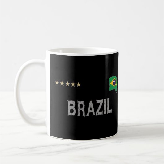 ブラジルサッカーファンシャツハート コーヒーマグカップ (左)