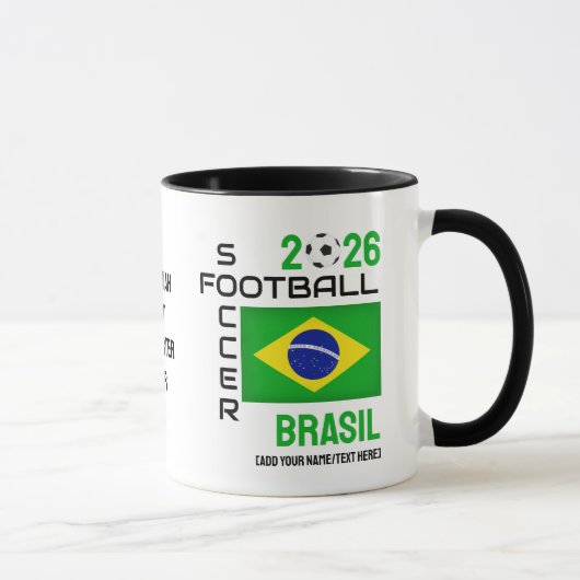 ブラジルサッカー名前をカスタムする2026 ANY YEAR マグカップ (右)
