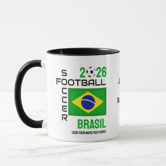ブラジルサッカー名前をカスタムする2026 ANY YEAR マグカップ (左)