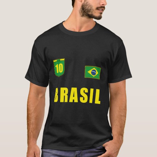 ブラジルサッカー選手ジャージー国旗のトリコット Tシャツ (正面)