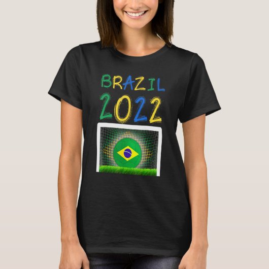 ブラジルサッカー2022ブラジル国旗の風格グラフィック Tシャツ (正面)