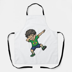 ブラジルサッカーDab少年ヴィンテージベクトルTシャツ_1 エプロン