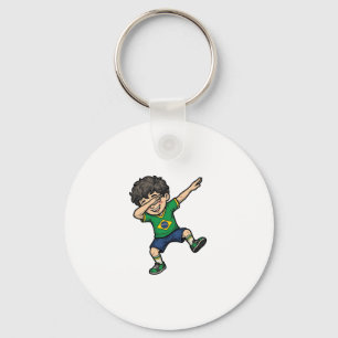 ブラジルサッカーDab少年ヴィンテージベクトルTシャツ_1 キーホルダー