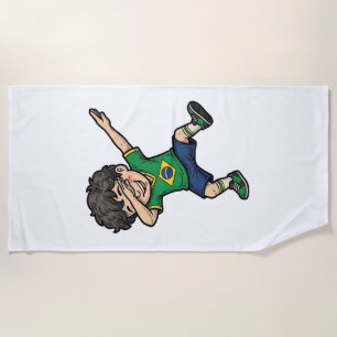 ブラジルサッカーDab少年ヴィンテージベクトルTシャツ_1 ビーチタオル