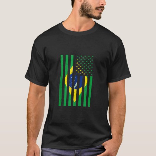 ブラジルサッカーUSAアメリカ国旗ジャージー男性W Tシャツ (正面)