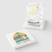 ブラジルシティリオデジャネイロヴィンテージトラベル ストーンコースター (横)