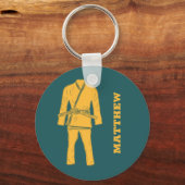 ブラジルジウジチBJJギティール（緑がかった色） パーソナライズされた キーホルダー (正面)