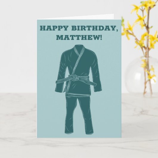 ブラジルジウジチBJJギパーソナライズされた誕生日 カード (黄色い花)