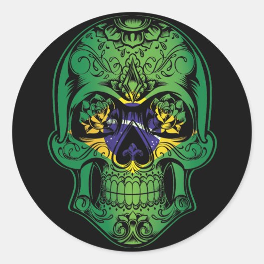 ブラジルスカルバラ国旗 ラウンドシール (正面)