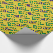 ブラジルタイポグラフィパターンブラジル国旗の色 ラッピングペーパー (角)