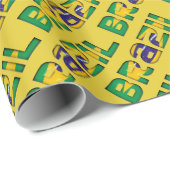 ブラジルタイポグラフィパターンブラジル国旗の色 ラッピングペーパー (ロールコーナー)