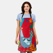 ブラジルチキン絵画ズオンオールオーバープリントエプロン エプロン (着用した状態)