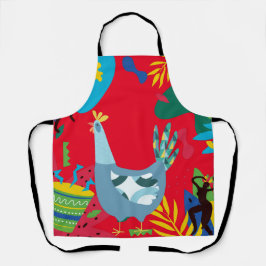 ブラジルチキン絵画ズオンオールオーバープリントエプロン エプロン