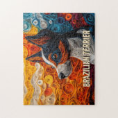 ブラジルテリア紙クイリングアートドッグポートレート ジグソーパズル (縦)