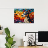 ブラジルテリア紙クイリングアートドッグポートレート ポスター (ホームオフィス)