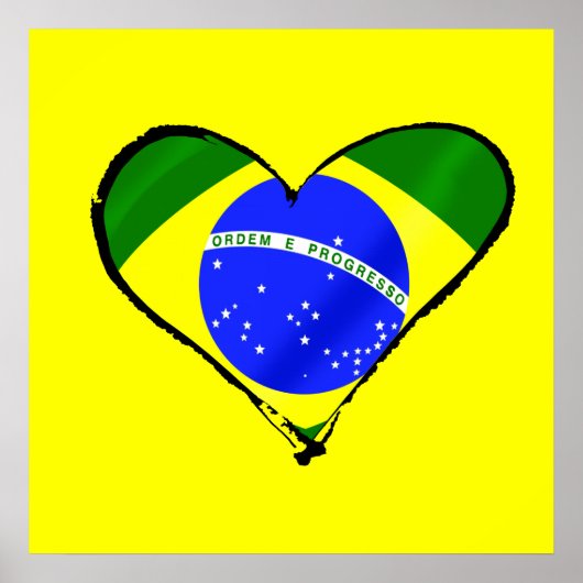 ブラジルハートブラジル国旗の愛ハート ポスター (正面)