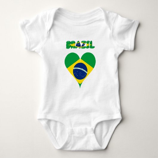 ブラジルハート国旗 ベビーボディスーツ (正面)