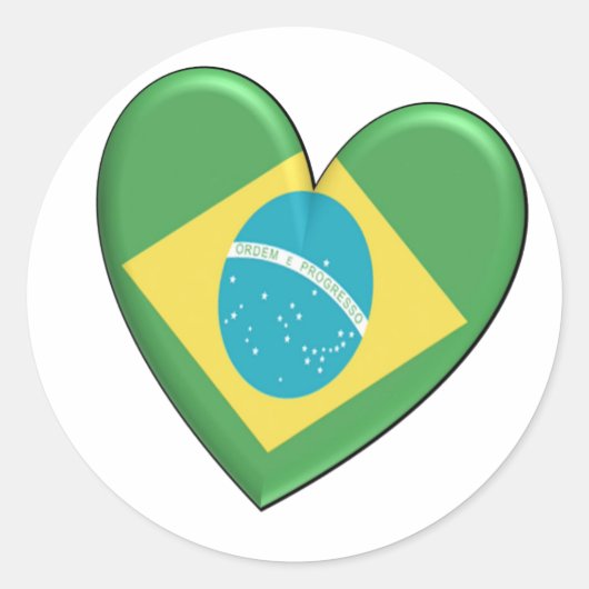 ブラジルハート国旗 ラウンドシール (正面)