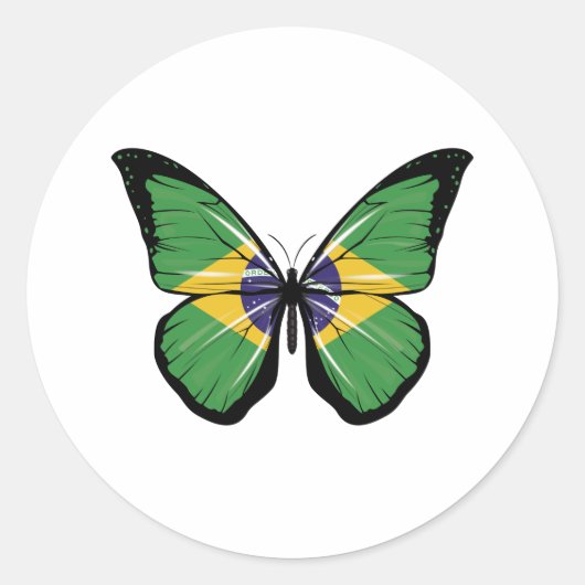 ブラジルバタフライ国旗 ラウンドシール (正面)